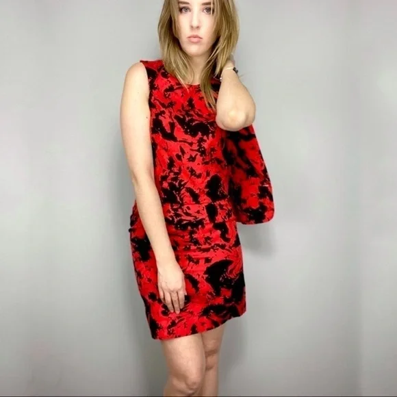 90s 2 piece skirt & tank top set red black pencil skirt matching boxy tank top - Picture 5 of 12